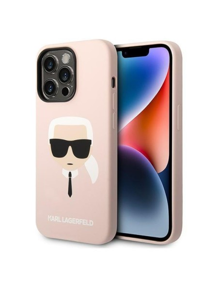 Karl Lagerfeld Silicone Karl& 39 s Head MagSafe dėklas iPhone 14 Pro Max - šviesiai rožinis