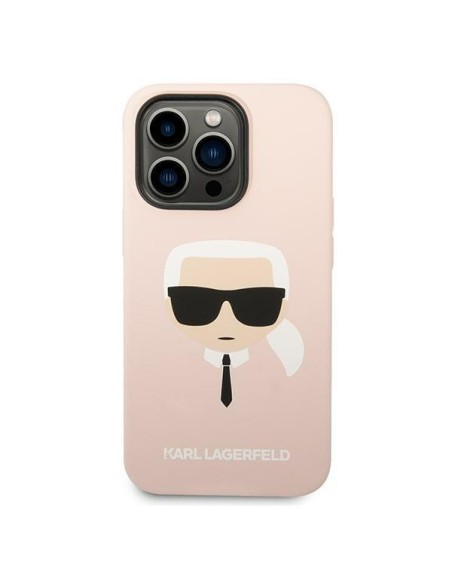 Karl Lagerfeld Silicone Karl& 39 s Head MagSafe dėklas iPhone 14 Pro Max - šviesiai rožinis