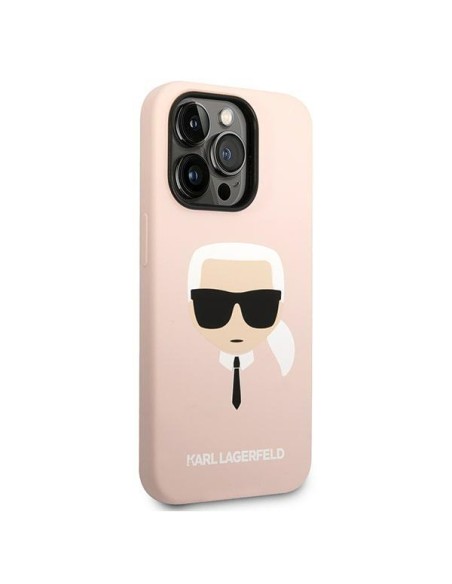 Karl Lagerfeld Silicone Karl& 39 s Head MagSafe dėklas iPhone 14 Pro Max - šviesiai rožinis