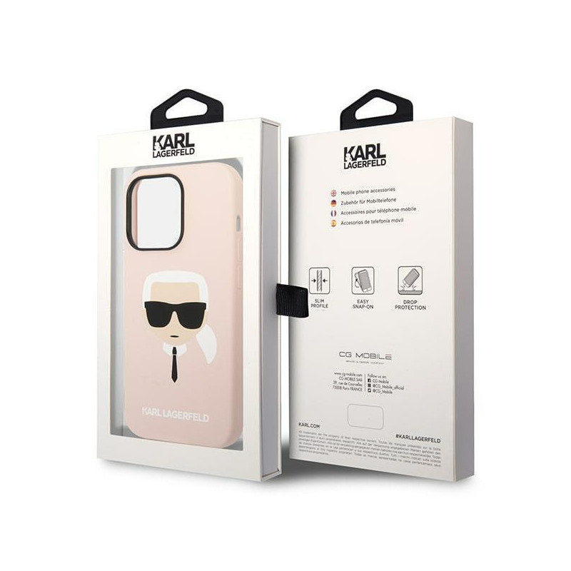 Karl Lagerfeld Silicone Karl& 39 s Head MagSafe dėklas iPhone 14 Pro Max - šviesiai rožinis