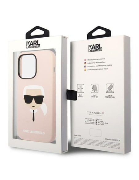Karl Lagerfeld Silicone Karl& 39 s Head MagSafe dėklas iPhone 14 Pro Max - šviesiai rožinis