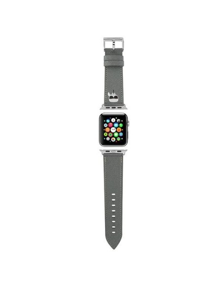Karl Lagerfeld Saffiano Karl galvos dirželis Apple Watch 42/ 44/ 45mm – sidabrinis Karl Lagerfeld Saffiano Karl galvos dirželis Apple Watch 42/ 44/ 45mm – sidabrinis