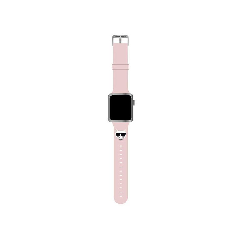 Karlo Lagerfeldo silikoninis „Choupette“ galvos dirželis, skirtas „Apple Watch“, 42/ 44/ 45 mm – rožinis