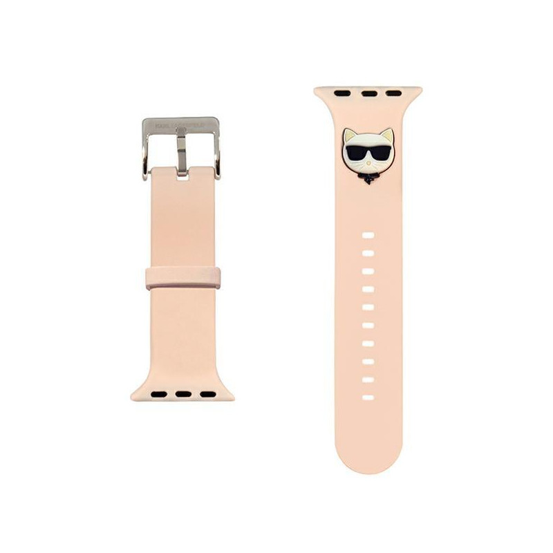 Karlo Lagerfeldo silikoninis „Choupette“ galvos dirželis, skirtas „Apple Watch“, 42/ 44/ 45 mm – rožinis