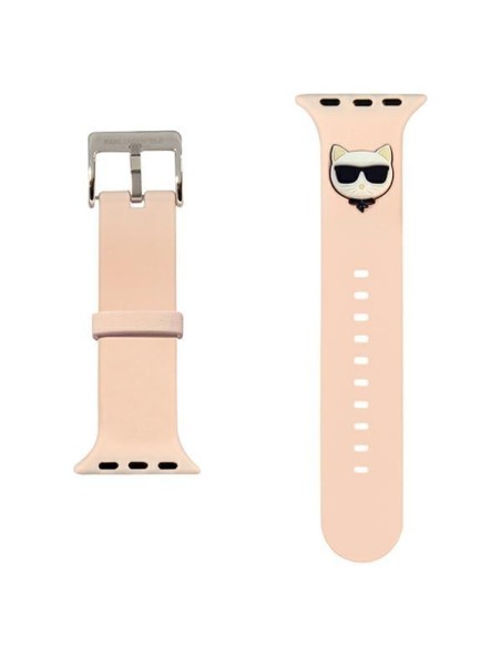 Karlo Lagerfeldo silikoninis „Choupette“ galvos dirželis, skirtas „Apple Watch“, 42/ 44/ 45 mm – rožinis Karlo Lagerfeldo silikoninis „Choupette“ galvos dirželis, skirtas „Apple Watch“, 42/ 44/ 45 mm – rožinis