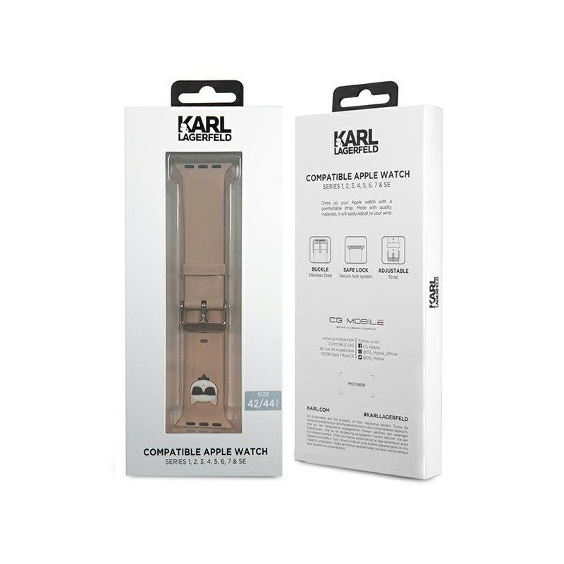 Karlo Lagerfeldo silikoninis „Choupette“ galvos dirželis, skirtas „Apple Watch“, 42/ 44/ 45 mm – rožinis