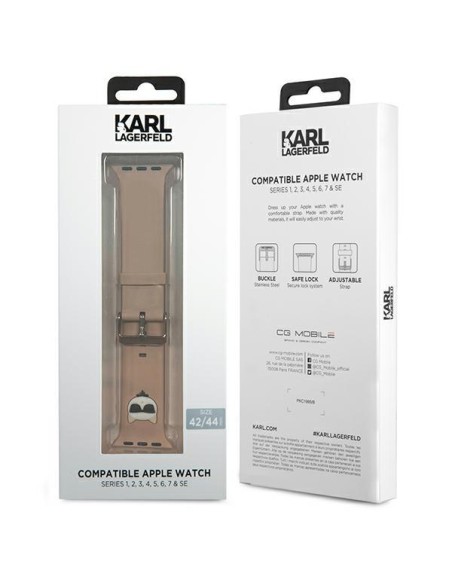 Karlo Lagerfeldo silikoninis „Choupette“ galvos dirželis, skirtas „Apple Watch“, 42/ 44/ 45 mm – rožinis Karlo Lagerfeldo silikoninis „Choupette“ galvos dirželis, skirtas „Apple Watch“, 42/ 44/ 45 mm – rožinis