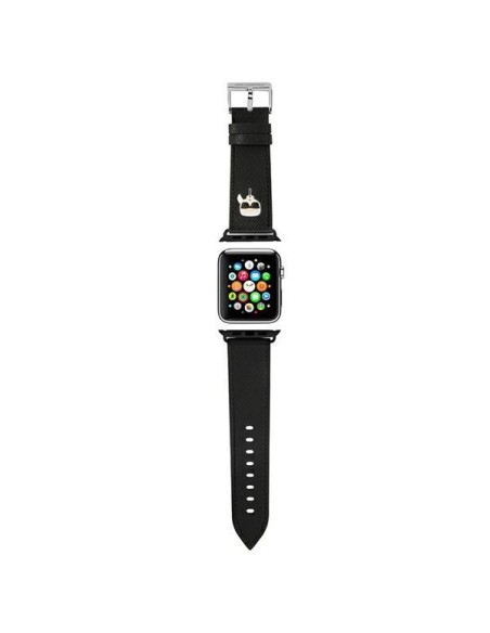 Karl Lagerfeld Saffiano Karl galvos dirželis Apple Watch 38/ 40/ 41mm - juodas Karl Lagerfeld Saffiano Karl galvos dirželis Apple Watch 38/ 40/ 41mm - juodas