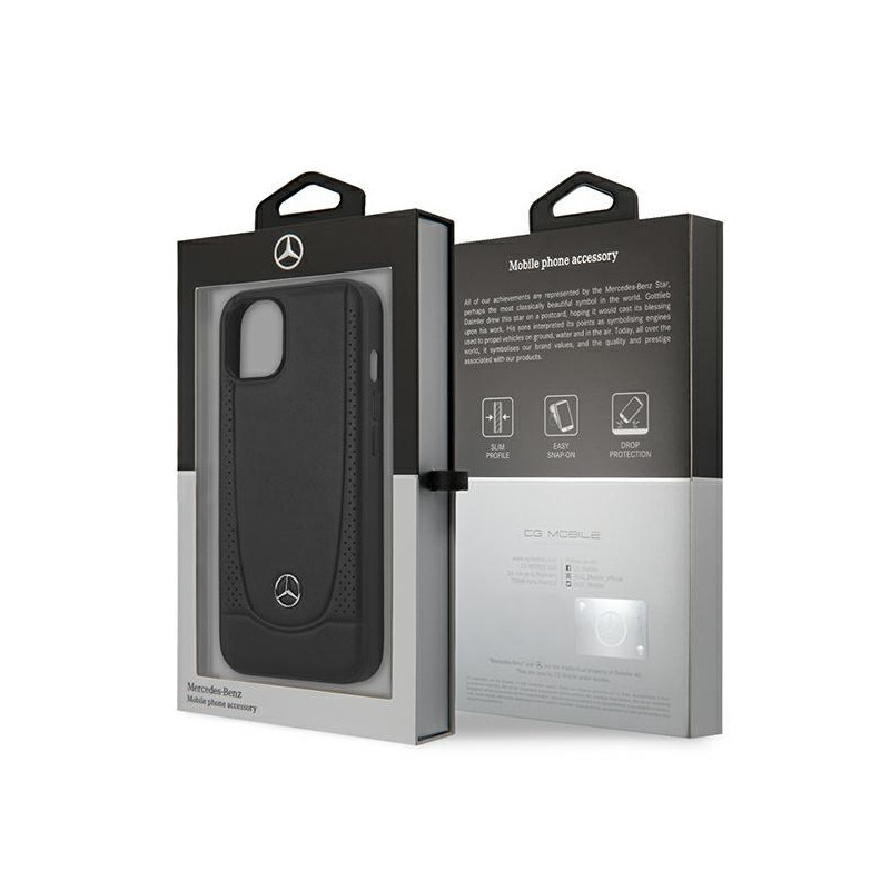Mercedes Leather Urban dėklas iPhone 14 Plus - juodas