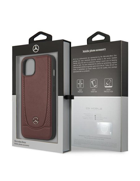 Mercedes Leather Urban Bengale dėklas iPhone 14 Plus - raudonas Mercedes Leather Urban Bengale dėklas iPhone 14 Plus - raudonas