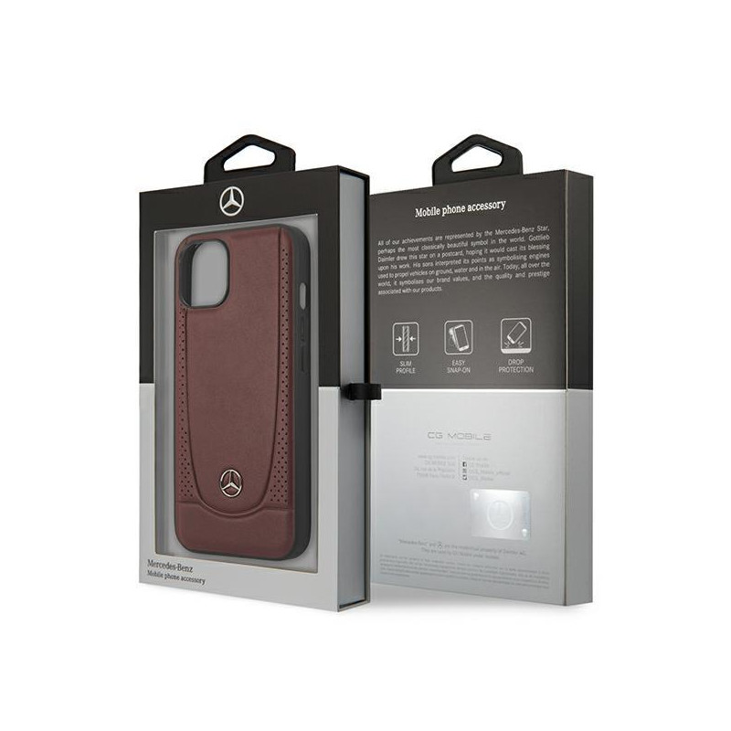 Mercedes Leather Urban Bengale dėklas iPhone 14 - raudonas