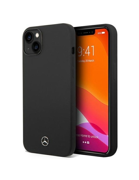 Mercedes Silicone Line dėklas iPhone 14 - juodas Mercedes Silicone Line dėklas iPhone 14 - juodas
