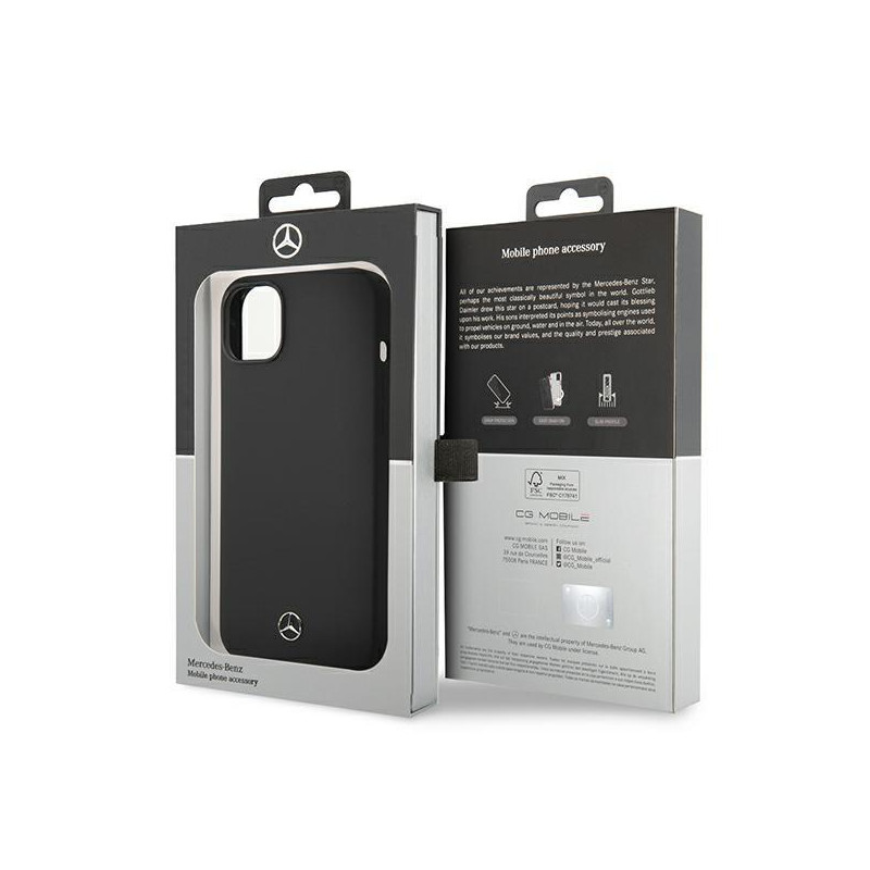 Mercedes Silicone Line dėklas iPhone 14 - juodas