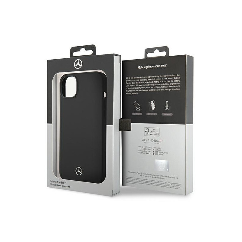 Mercedes Silicone Line MagSafe dėklas iPhone 14 Plus - juodas