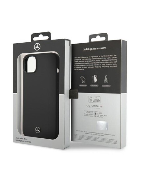 Mercedes Silicone Line MagSafe dėklas iPhone 14 Plus - juodas Mercedes Silicone Line MagSafe dėklas iPhone 14 Plus - juodas