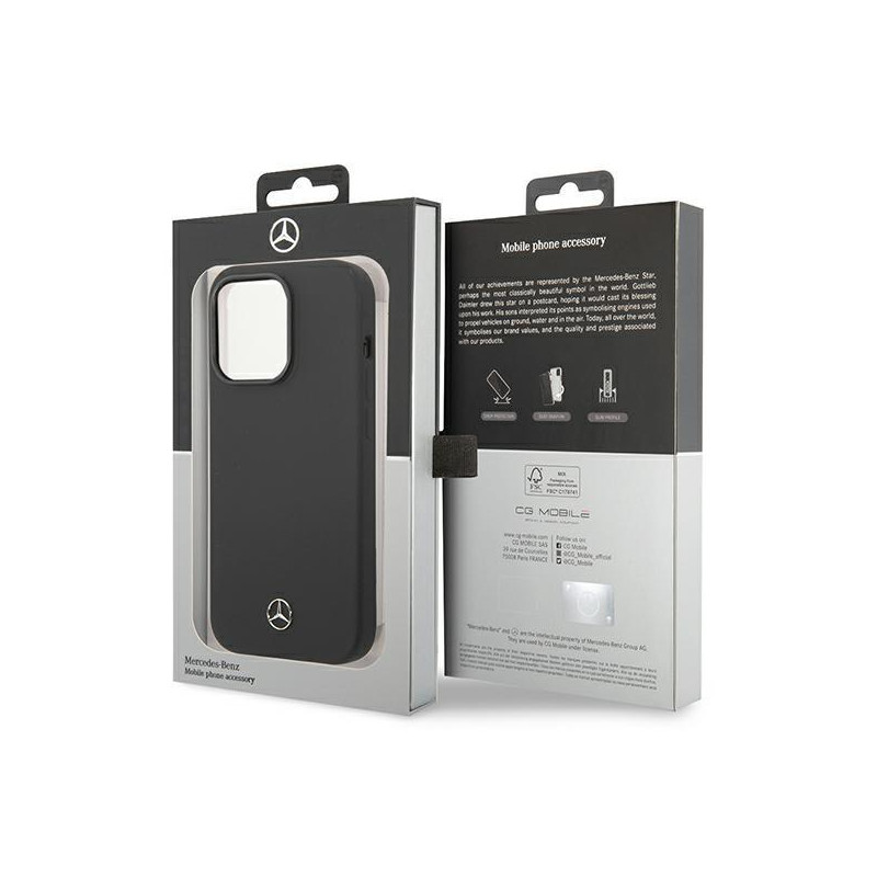 Mercedes Silicone Line MagSafe dėklas iPhone 14 Pro Max - juodas
