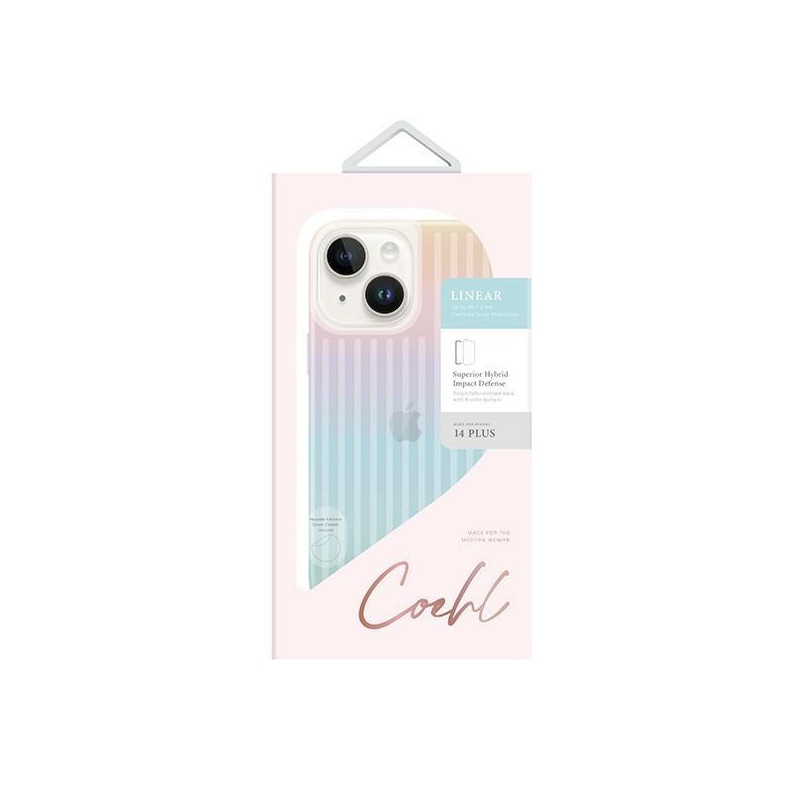 Uniq Coehl Linear dėklas iPhone 14 Plus - vaivorykštis