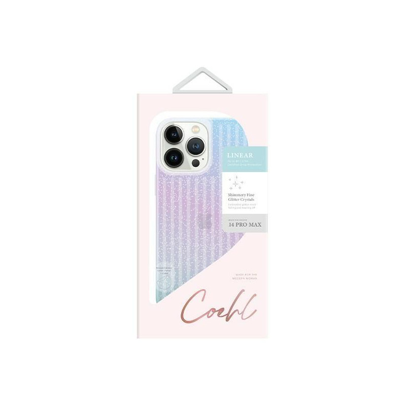 UNIQ Coehl Linear dėklas, skirtas iPhone 14 Pro Max - mėlynos ir rožinės spalvos