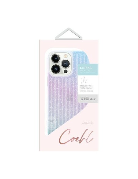 UNIQ Coehl Linear dėklas, skirtas iPhone 14 Pro Max - mėlynos ir rožinės spalvos UNIQ Coehl Linear dėklas, skirtas iPhone 14 Pro Max - mėlynos ir rožinės spalvos