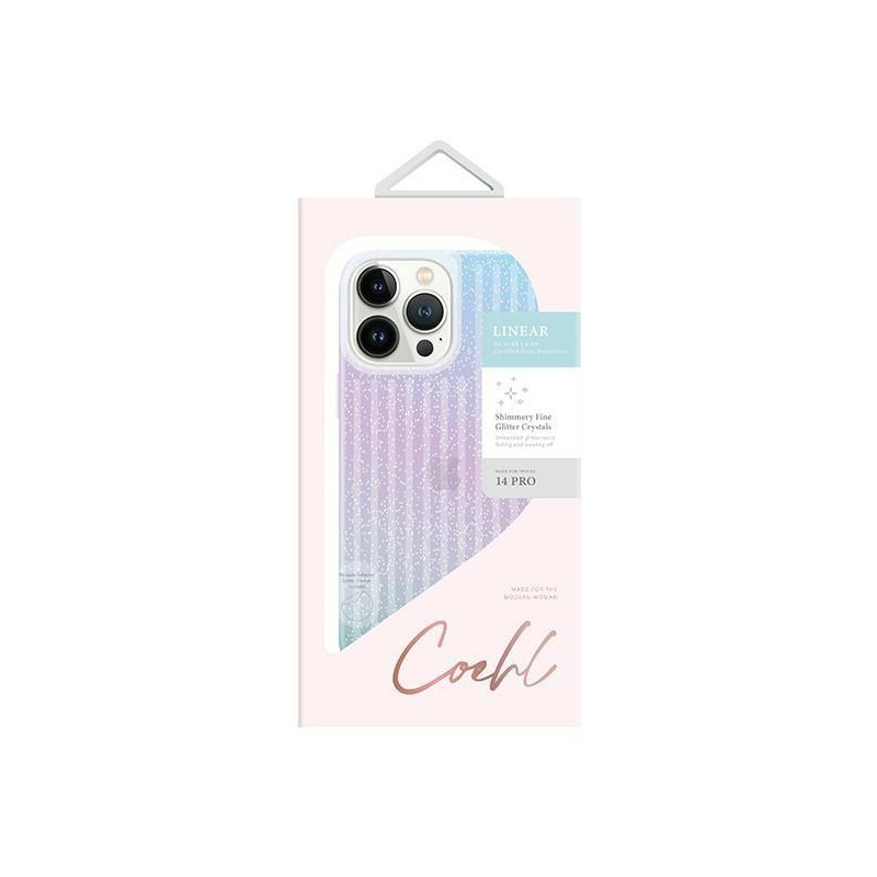 UNIQ Coehl Linear dėklas, skirtas iPhone 14 Pro - mėlynos ir rožinės spalvos