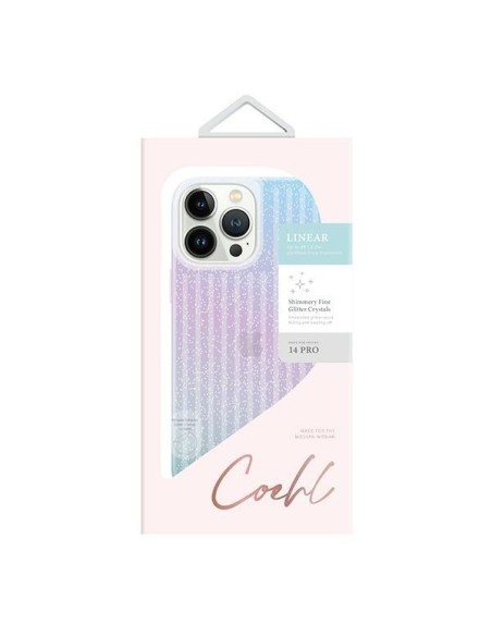 UNIQ Coehl Linear dėklas, skirtas iPhone 14 Pro - mėlynos ir rožinės spalvos UNIQ Coehl Linear dėklas, skirtas iPhone 14 Pro - mėlynos ir rožinės spalvos