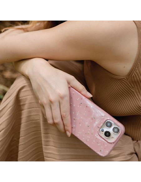 UNIQ Coehl Terrazzo dėklas iPhone 14 - rožinis UNIQ Coehl Terrazzo dėklas iPhone 14 - rožinis