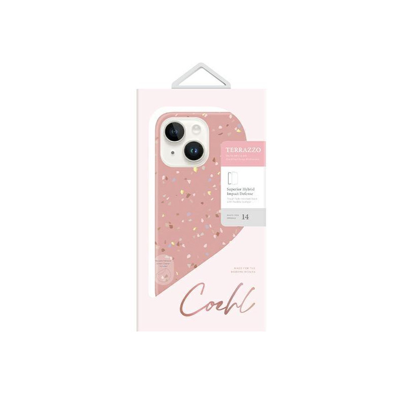 UNIQ Coehl Terrazzo dėklas iPhone 14 - rožinis
