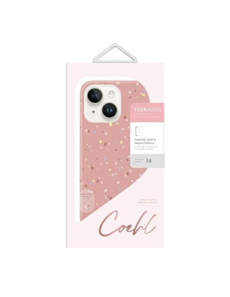 UNIQ Coehl Terrazzo dėklas iPhone 14 - rožinis UNIQ Coehl Terrazzo dėklas iPhone 14 - rožinis