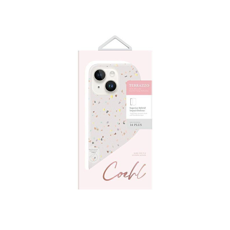 Uniq Coehl Terrazzo dėklas iPhone 14 Plus - smėlio