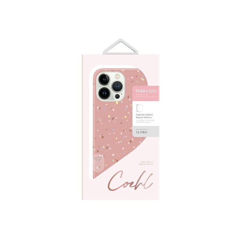 UNIQ Coehl Terrazzo dėklas, skirtas iPhone 14 Pro - rožinis