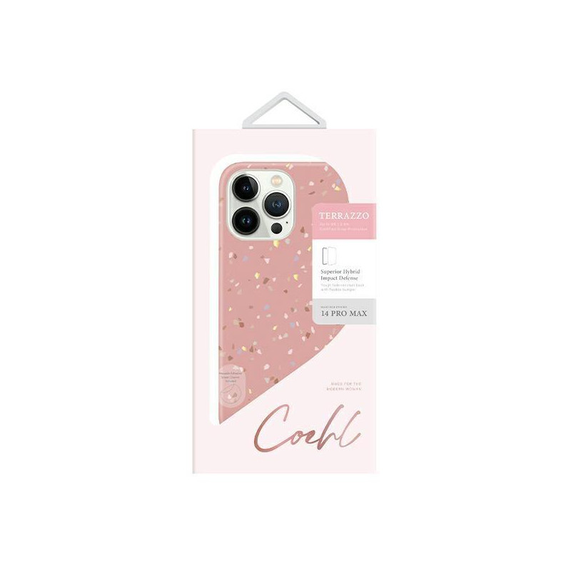 UNIQ Coehl Terrazzo dėklas, skirtas iPhone 14 Pro Max - rožinis