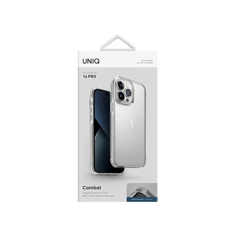 Uniq Combat dėklas iPhone 14 Pro - skaidrus