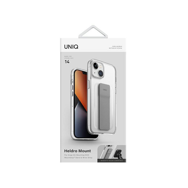 Uniq Heldro Mount dėklas iPhone 14 - skaidrus