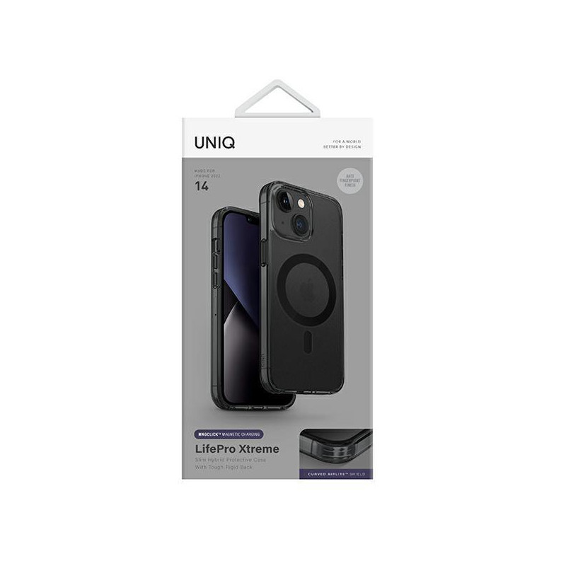 Uniq LifePro Xtreme Magclick įkrovimo dėklas iPhone 14 - juodas