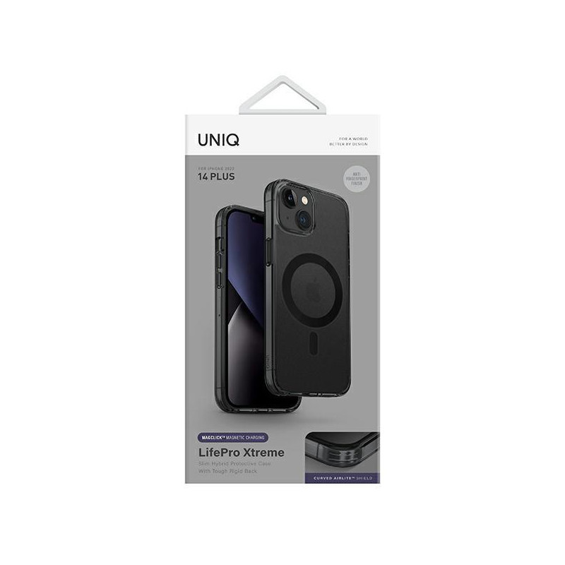 Uniq LifePro Xtreme Magclick įkrovimo dėklas, skirtas iPhone 14 Plus - pilka ir juoda