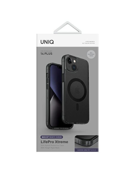 Uniq LifePro Xtreme Magclick įkrovimo dėklas, skirtas iPhone 14 Plus - pilka ir juoda