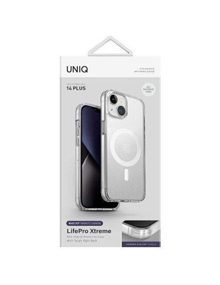Uniq LifePro Xtreme Magclick įkrovimo dėklas iPhone 14 Plus - skaidrus