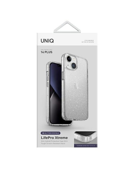 Uniq LifePro Xtreme dėklas iPhone 14 Plus - skaidrus ir sidabrinis Uniq LifePro Xtreme dėklas iPhone 14 Plus - skaidrus ir sidabrinis