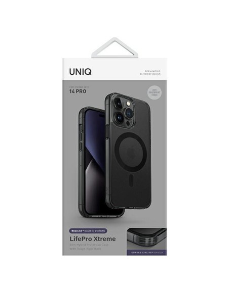 Uniq LifePro Xtreme Magclick įkrovimo dėklas, skirtas iPhone 14 Pro - pilka ir juoda