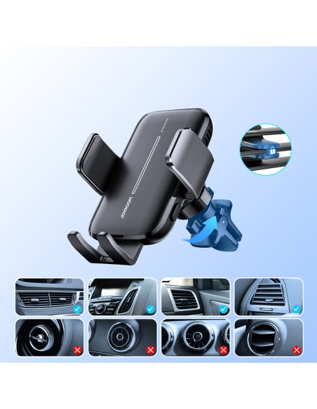 Juodas automobilinis laikiklis su 15W belaidžiu įkrovikliu orlaidei