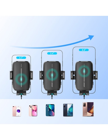 Juodas automobilinis laikiklis su 15W belaidžiu įkrovikliu orlaidei