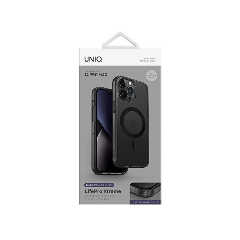 Uniq LifePro Xtreme Magclick įkrovimo dėklas, skirtas iPhone 14 Pro Max - pilka ir juoda