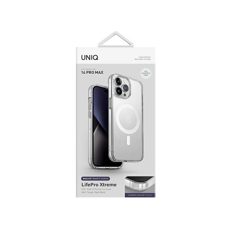 UNIQ LifePro Xtreme Magclick įkrovimo dėklas, skirtas iPhone 14 Pro Max - skaidrus