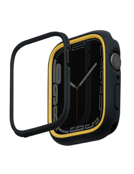UNIQ Moduo dėklas Apple Watch 4/ 5/ 6/ 7/ 8/ 9/ SE/ SE2 44/ 45mm – juodas ir garstyčių spalvos UNIQ Moduo dėklas Apple Watch 4/ 5/ 6/ 7/ 8/ 9/ SE/ SE2 44/ 45mm – juodas ir garstyčių spalvos