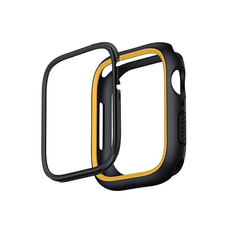 UNIQ Moduo dėklas Apple Watch 4/ 5/ 6/ 7/ 8/ 9/ SE/ SE2 44/ 45mm – juodas ir garstyčių spalvos