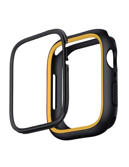 UNIQ Moduo dėklas Apple Watch 4/ 5/ 6/ 7/ 8/ 9/ SE/ SE2 44/ 45mm – juodas ir garstyčių spalvos UNIQ Moduo dėklas Apple Watch 4/ 5/ 6/ 7/ 8/ 9/ SE/ SE2 44/ 45mm – juodas ir garstyčių spalvos