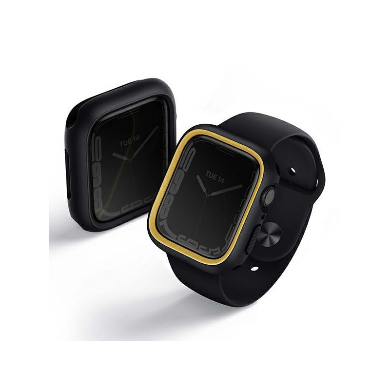 UNIQ Moduo dėklas Apple Watch 4/ 5/ 6/ 7/ 8/ 9/ SE/ SE2 44/ 45mm – juodas ir garstyčių spalvos