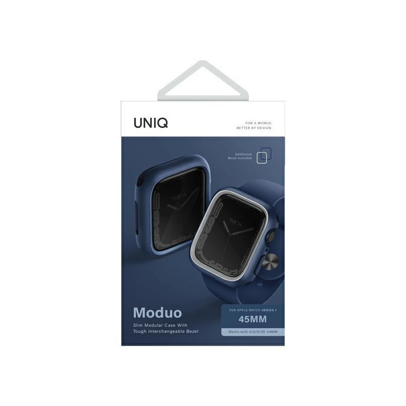 Uniq Moduo dėklas, skirtas Apple Watch 4/ 5/ 6/ 7/ 8/ SE/ SE2 44/ 45mm – mėlynai pilkas