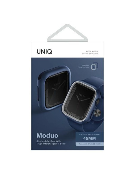 Uniq Moduo dėklas, skirtas Apple Watch 4/ 5/ 6/ 7/ 8/ SE/ SE2 44/ 45mm – mėlynai pilkas