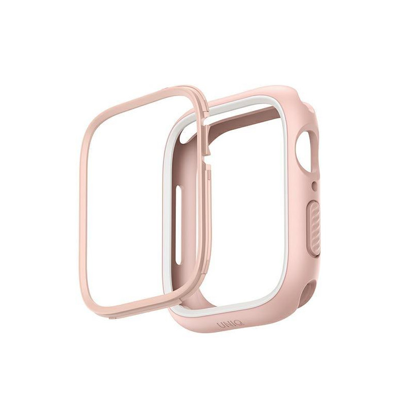 Uniq Moduo dėklas, skirtas Apple Watch 4/ 5/ 6/ 7/ 8/ SE/ SE2 44/ 45mm – rožinė ir balta